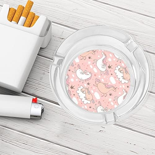 Ugodno jednorog staklena pepeljara za cigarete okrugle ladice za pepeo za kućni ured i restorane