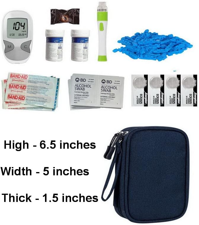 Premium noseći torbu sa zatvaračem Originalna veličina za testiranje dijabetesa