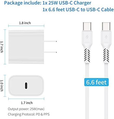iPad Pro Charger Cord 25W USB-C brzi punjač Tip C punjač USBC zidni Punjač za Apple iPad Air 4/5th, iPad Pro 12.9 / 11 inč, novi iPad Mini 6 Punjač sa 6ft USB-C na USB-C kabl za punjenje