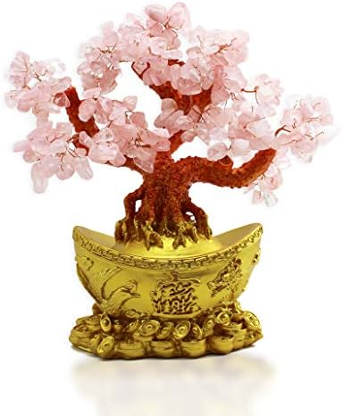 KT FENG SHUI 10,5 '' Ružičasti kristalni kamen novac drvo sretan kućni dekor Boalth Blagoslov poklon