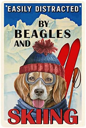 Gedsing lako ometaju Retro znak Beagle i Sking Club, vintage metalni znak, skijaški znak, uredski znak,