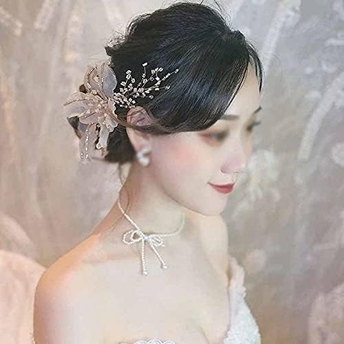Czdyuf Crystal perla Crepe cvijeća ukras za kosu svadbene glave bočni isječak vjenčani dodaci za kosu