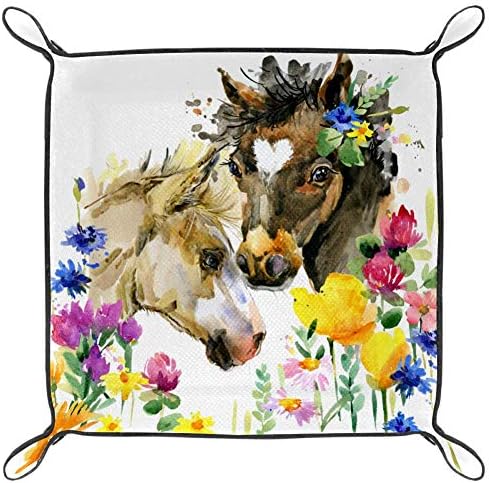 Aisso poslužavnik slatki konj u cvijeću štampanje kožnih ladica za nakit kutija za organizatore