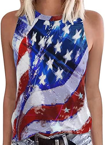 Žene ljetne majice bez rukava, ženska američka stanka zastava 4. jula Tees Tees USA Flag Casual Stars