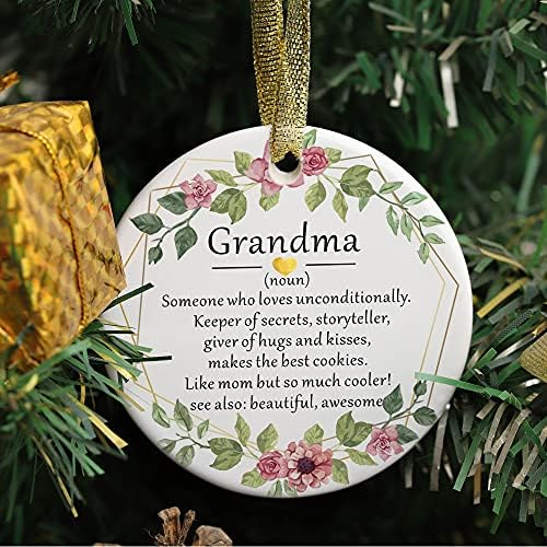 Dvostrani štampani keramički Božićni ukras za baku, za bake pokloni od unuka, baka pokloni,