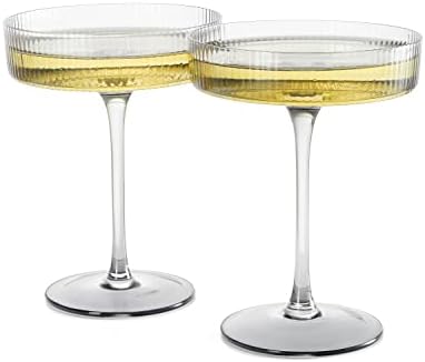 Rebraste Coupe naočare za koktele 8 oz | Set od 2 | klasične Manhattan naočare za koktele, Champagne