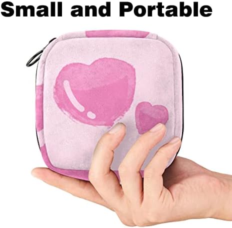 Oryuekan Snitarna torba za spremanje salveta, prijenosne vreće za patentne patentne pauze za višekratnu upotrebu, tampon za skladištenje za žene djevojke, ružičasti srčani crtani