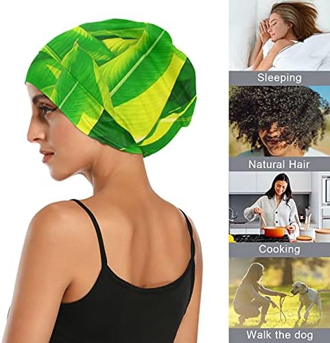 Sjemenska kapa za spavanje šešir za spavanje Beanes Zelene tropske lišće za žene zatražite noć za kosu