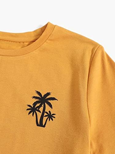 MakeMeChic Boy 2 komad odjeće Tropski kratki rukav T-Shirt i džepovi šorc Set