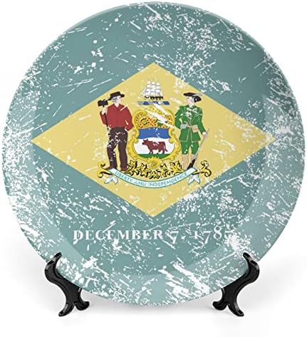Delaware Državna zastava Keramička kost Kina Dekorativne ploče sa štandom viseći ukrasima Ploče za večeru