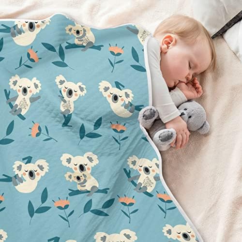 Slatka pokrivačica slatke koalas grane pamučne pokrivače za dojenčad, primanje pokrivača, lagana