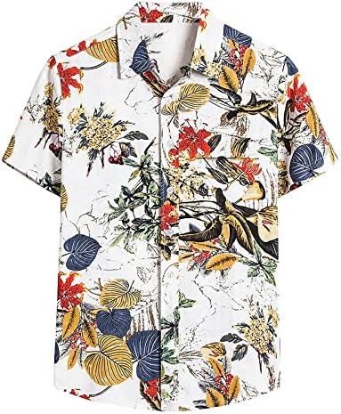 2023 NOVO Ležerni muški labavi rever Ispis kratkih rukava manžetama dugmeta cvjetna košulja s pijeskom majicom