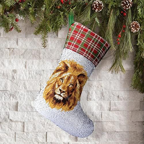Afrički lavovi Glava za božićne praznične čarape Reverzibilna boja Promjena čarobnog zaliha za