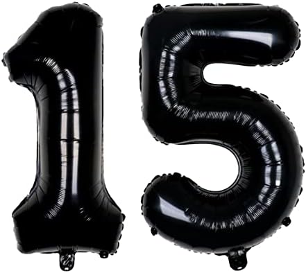 Yijunmca crna 15 brojevi baloni Giant Jumbo broj 15 32 helijum balon viseći balon folija mylar baloni za dječake