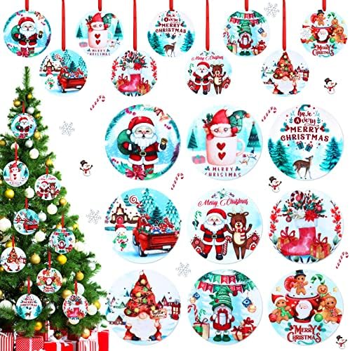 9kom akril Božić ukrasi okrugli akril akvarel božićno drvo ukrasi Gnome Santa Claus crveni kamion akril Božić