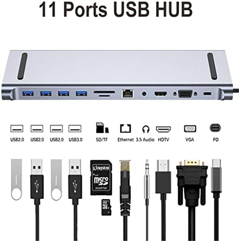 XDCHLK 11 u 1 USB Hub Tip C do 4K-kompatibilan RJ45 SD / TF PD USB2. 0 3.0 za Adapter za priključnu stanicu