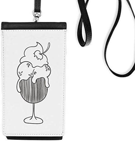 Crni ocrtani Cherry Goblet ledeni telefon novčanik torbica viseći mobilni torbica crni džep