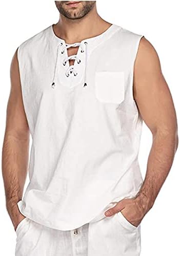 Bluza rezervoar za muškarce Drawstring Street Slim Fit Top muške majice White-A