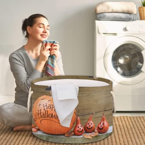 Happy Halloween bundeve prikazuju velike okrugle košare za skladištenje basketa za pranje rublja sa ručkim košarom