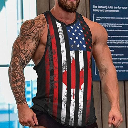 Američka kanadska stanka zastava Top majica bez rukava Atletic mišićne košulje teretane za muškarce Workout Yoga