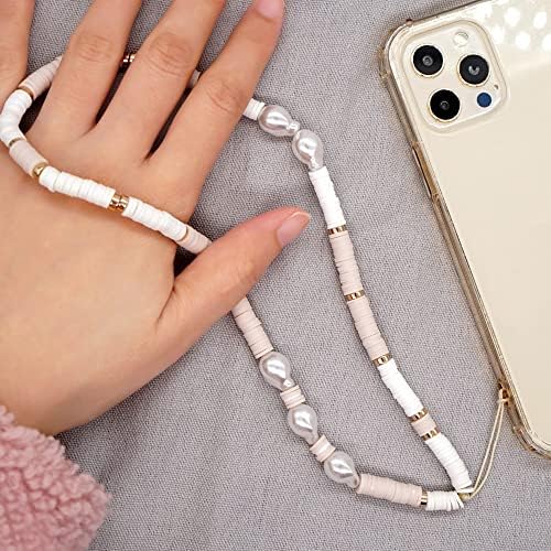 LEPSJGC lanac za mobilni telefon ženski Meki keramički Faux Pearl ručni lanac protiv gubitka zgloba
