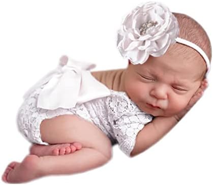 Novorođena dječja fotografija Floral za glavu i čipke ROMPER BODYSUIT KNIT odijelo za djevojčice