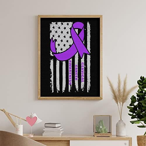Svijest o raku grlića materice Dijamantska umjetnička slika američke zastave okrugla slika pune bušilice za zidnu