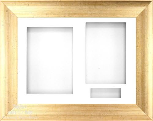 BabyRice 11, 5x8, 5 Antikni Zlatni 3D okvir za prikaz / bijeli nosač sa 3 rupe