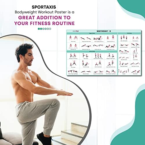 Sportaxis plakat za vježbanje tjelesne težine sa 32 poze za vježbanje - sjajna dvostrana laminacija, Poster