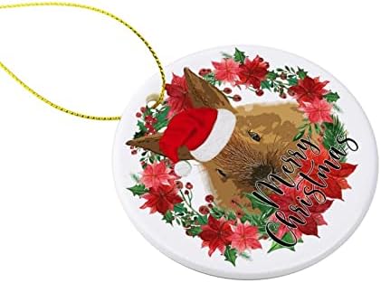 Dvostrani štampani vijenac Sretan Božić zec keramički Božićni ukras, Božićni Ornament pokloni za djecu