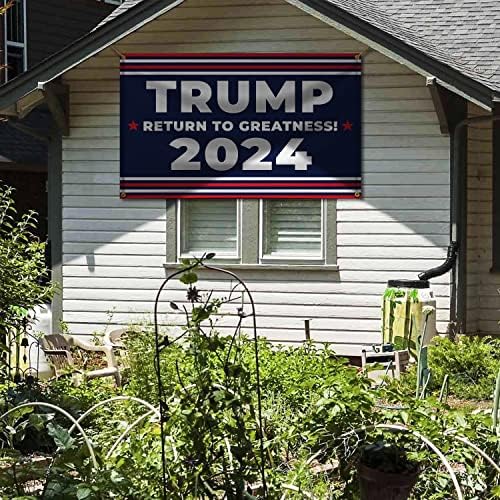 Banner Buzz čini vidljivim Trumpom povratak u veličina 2024- 11 oz bijeg zaslona sa metalnim grmljama i hemmed