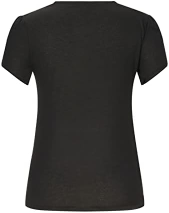 NOKMOPO kratki rukav košulje za žene Ležerne prilike Kreativno print V-izrez Petal Majica kratkih rukava