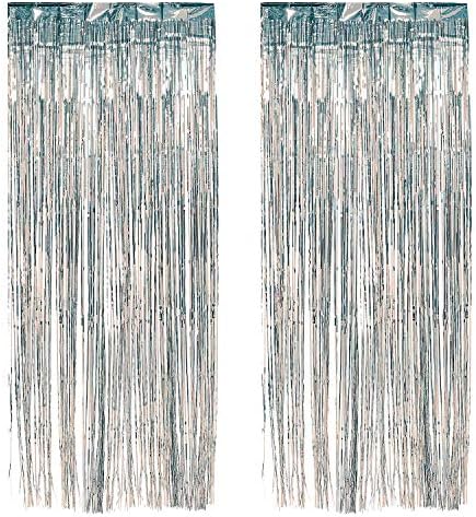 Metalna srebrna fringe folija - viseći ukrasi za zabave za vrata i pozadine 8 ft. Za 3 ft.