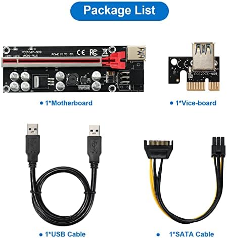 JKTINK PCI-E 1X do 16x V009S-plus Riser Card, produžni kabl za produženje kartice, 6pin SATA