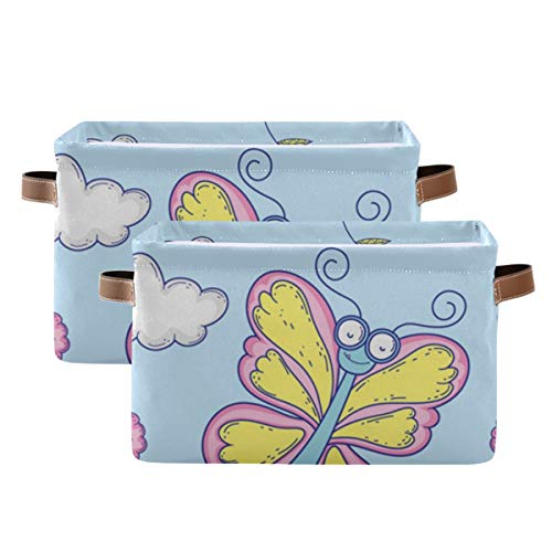 Pravougaona kanta za odlaganje Beauty leptiri oblaci platnena tkanina sa ručkama-sklopiva poklon korpa za ormarić za dnevni boravak