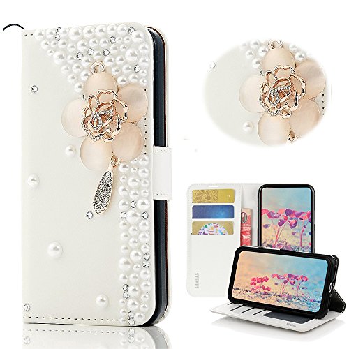 STENES Huawei P20 Lite Case-STYLISH - 3D Handmade Bling Crystal Flowers dizajn novčanik Slotovi