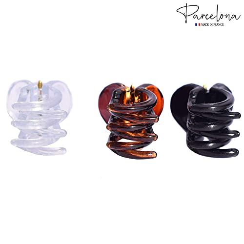 Parcelona francuska klasična okrugla kornjačka školjka smeđa jasan i crni mini 1/2 celuloidni set