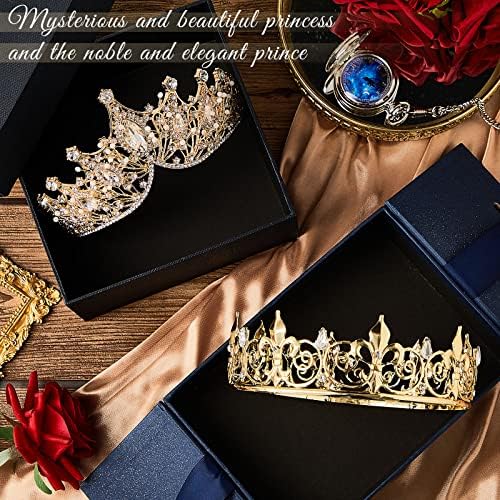 2 kom zlatne krune za muškarce žene Baroque Queen Crown King Metal Prince Tiara princeza Kristalna traka za