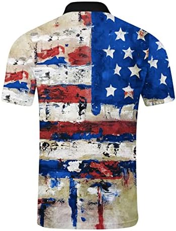 XXBR Patriotske polo majice za muške, Dan nezavisnosti Američka zastava Lakir Short rukavi