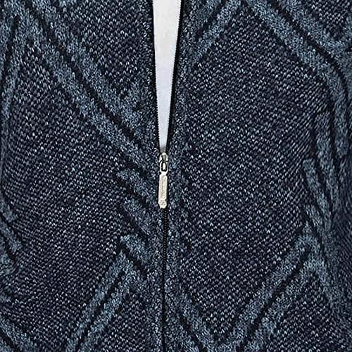 Xiaojmake muški pleteni kardigan džemperi sa džepovima Slim Fit Zip Up debeli Dugi rukav stalak ovratnik