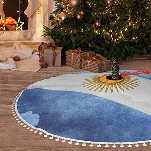 Suknja za božićnu drvvu sa pom trim argentina-zastava-retro praznične kućne ukrase 48