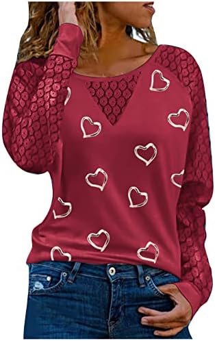 Žene T majice Nakit prsten za srce dugi rukav na vrhu Modni čipkasti patchwork majica Dressy Crochet Tunic