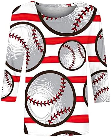 Majčin dan 3/4 majice rukava za žene Ljeto bejzbol mama vrhova ženskih ležernih posada Trendi grafički grafički
