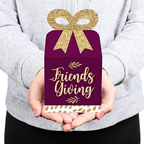 Velika tačka sreće Elegantna zahvalna za prijatelje - Square Favority Poklon kutije - FriendsGiving Dan zahvalnosti Kutije za luk - set od 12
