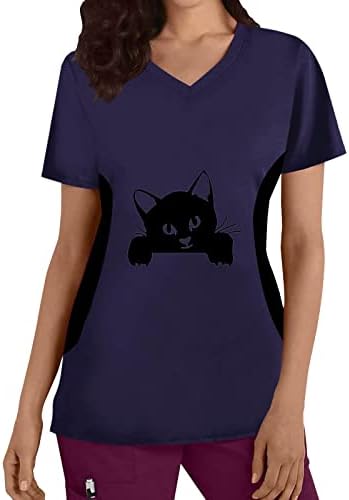 Clout TEE majice Ženske plus veličine TOP V izrez Mačke kratkih rukava Print T Majica Bluza Novost