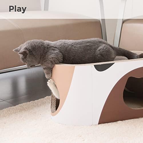 ComSaf Big Cat Scratcher Lounge, valovita kartonska kuća za grebanje za mačke s rupom, velika ležaljka