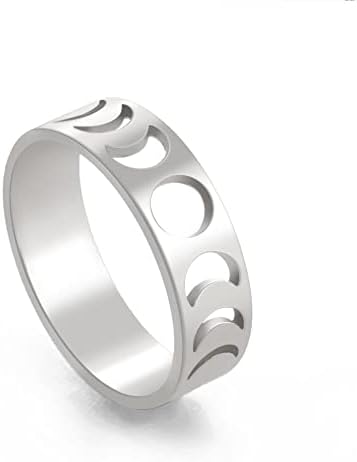 Amaxer minimalistički faza mjesečevih prstenova ženski nehrđajući čelik geometrijski prsten s polumjesecom