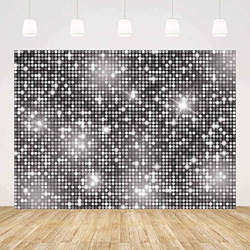 AIBIIN 7x5ft Sliver Glitter Backdrop Disco Party Decorations Glitter Birthday Wedding Party Photo