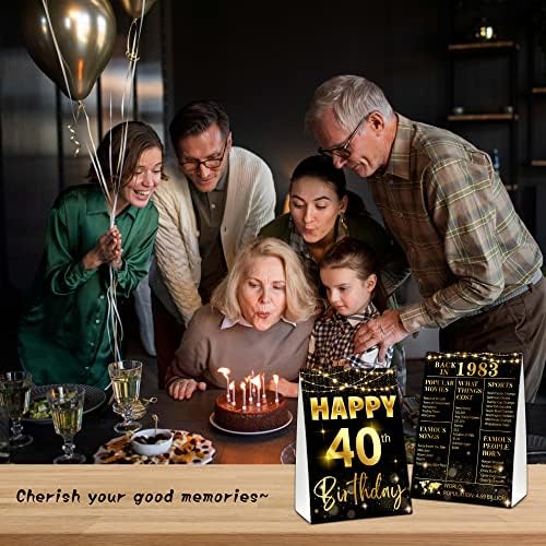 40. rođendanski stol, crno-zlatno leđa 1983. rođendana rođendanske zabave, vintage rođendanski pokloni