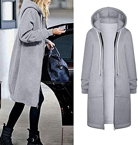 Nyybw zimski kaput za žene sa dugim kaputima sa dugim kaputom otvorena prednja duhana dukserica
